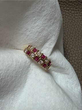 18k Yellow Gold Ruby and Diamond Band Ring